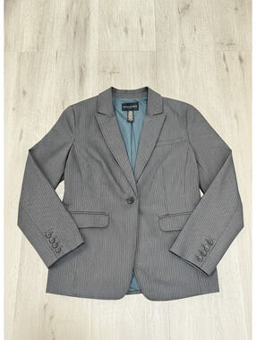 Banana Republic Women Suit Jacket Stretch Pinstripe Gray Size 14